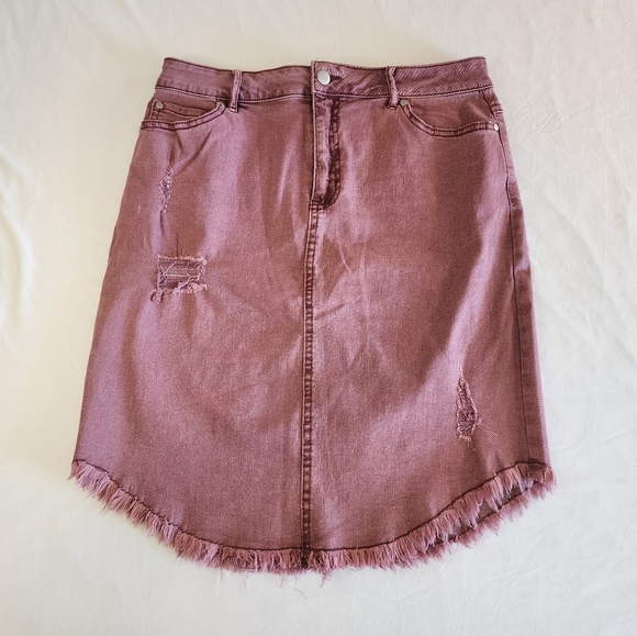 Cato Mauve Distressed Pencil Skirt - Picture 1 of 8